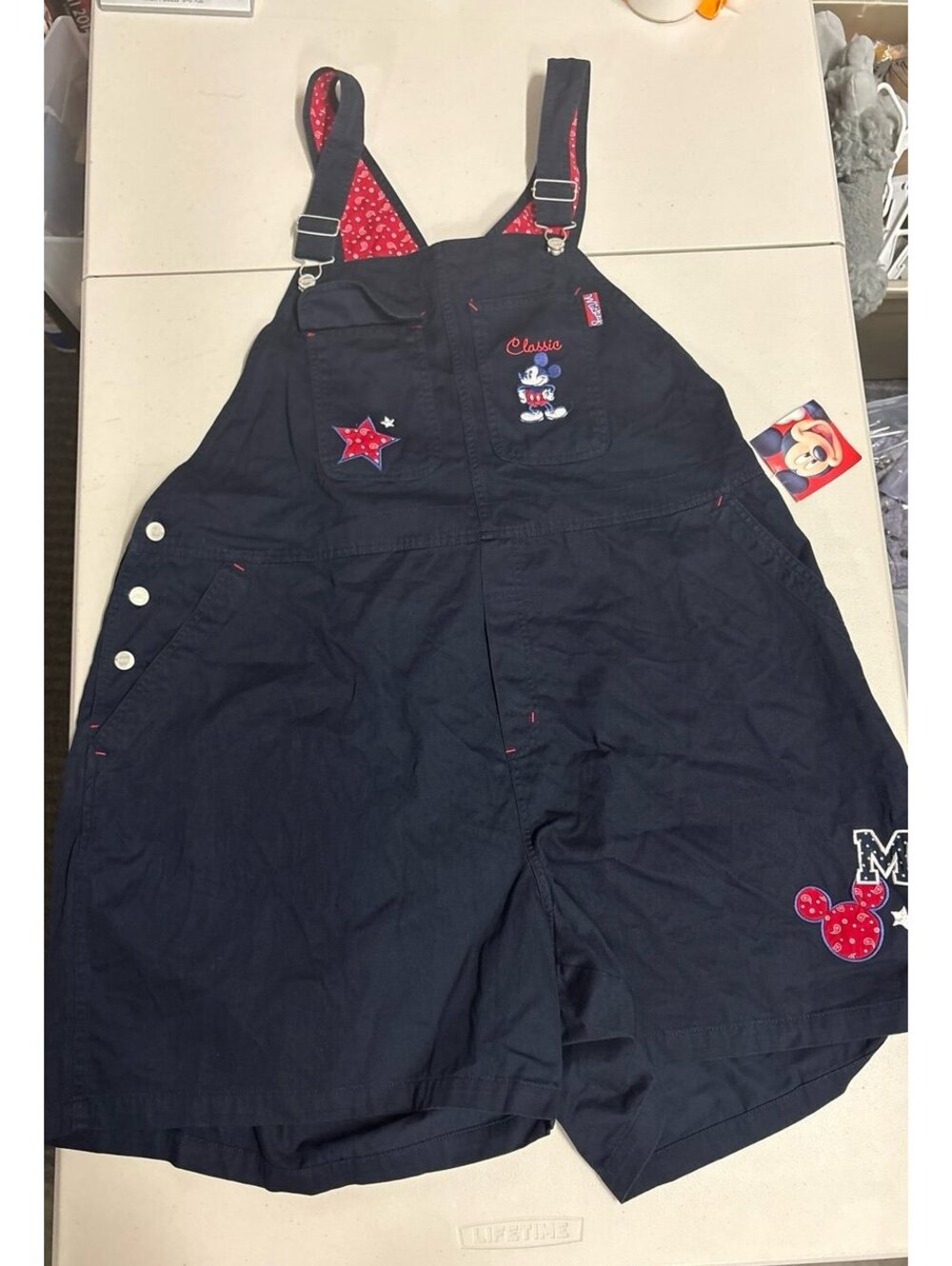Vintage Disney Mickey Mouse Jerry Leigh Shortalls Plus Size 26W/28W NWT Navy